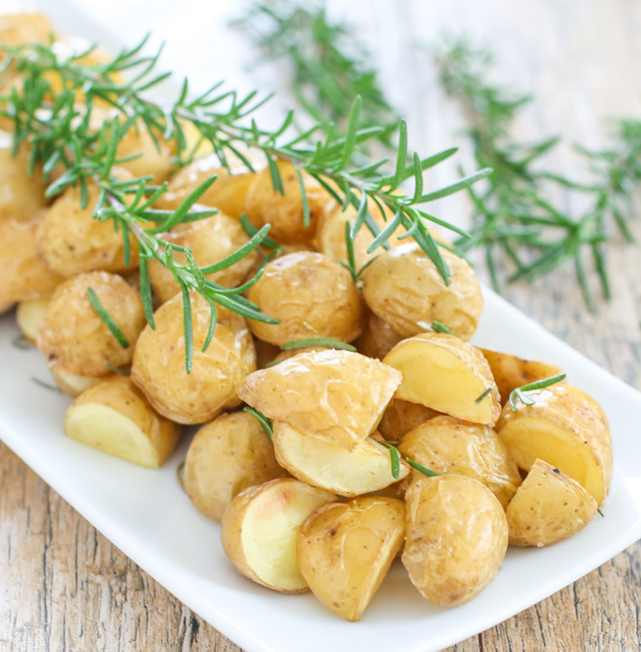 photo of the potatoes garnished with fresh rosemary