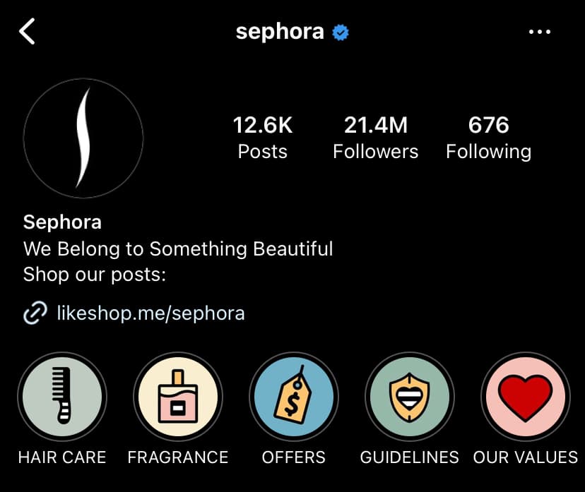  Screenshot of Sephora's Instagram page; How to Get More Instagram Followers