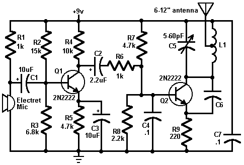 FM-circuit-transmitter-using-transistor-50-300-meter range