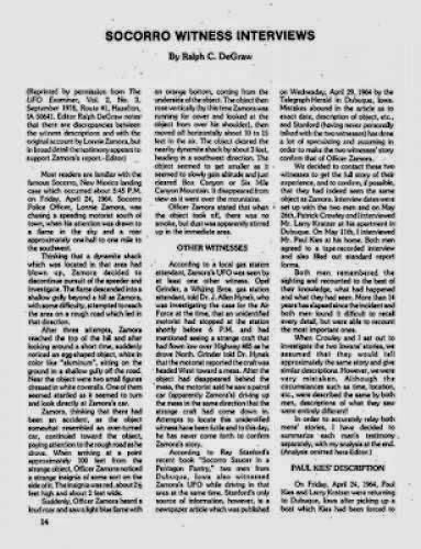 Socorro Witness Interviews Ufo Chronicle 1978