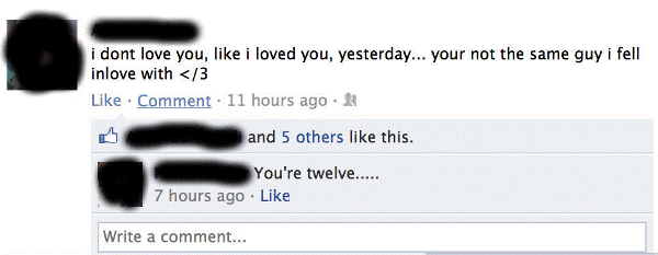 Funny Facebook Status You Are 12 Young Love