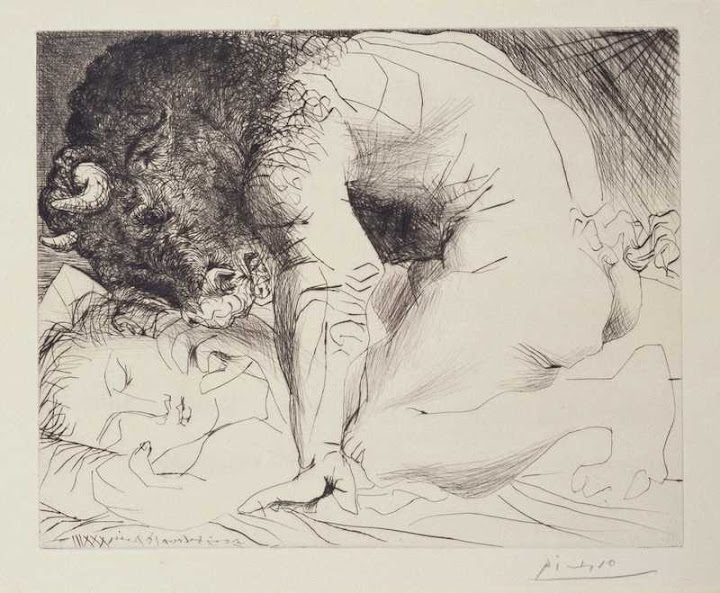 Minotaur Caressing a Sleeping Woman 1933