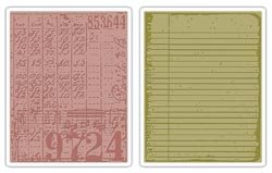 Sizzix Texture Fades 2-Pack Embossing Folders By Tim Holtz: Collage & Notebook