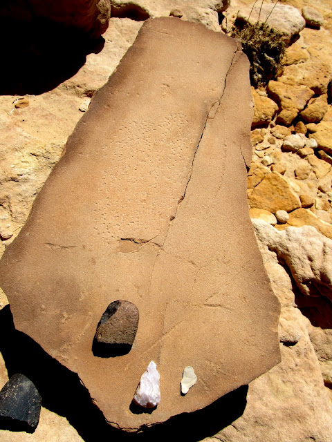 Interesting rock with peck marks on it