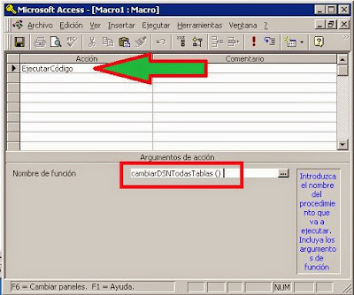 Crear macro para ejecutar cdigo VBA para actualizar el DSN de las tablas vinculadas de una base de datos Access