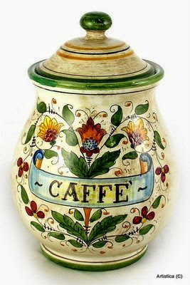  MAJOLICA: Round canister Caffe' [#1460-MAJ]