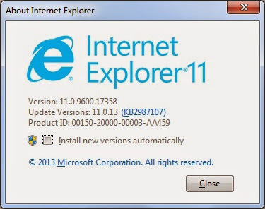 Internet explorer version updates disable