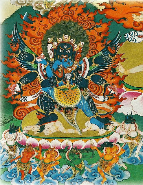 Wrathful deities of the Vajra family. Thangkas painted by Shawu Tsering and photographed by Jill Morley Smith are in the private collection of Gyurme Dorje.