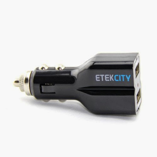  Etekcity Dual USB High-Output 15.5W 5V 3.1Amp 2.1 A + 1A Universal Ports Car Vehicle Charger, Power Supply, Mobile Travel Charging Adapter Station, ANON 2px - Provides simultaneous, full-Speed charges to Apple iPads, iPhones, iPods, Tablets, Android Devices, Cell Phones, and other rechargeable electronic devices
