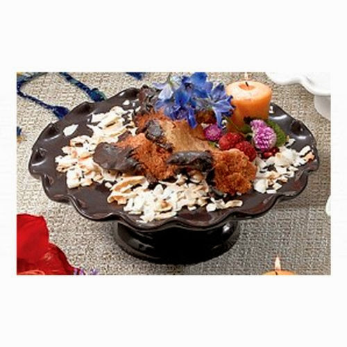 11 dia. x 4 inch Scalloped Cake Stand with Pedestal Sandstone Black Speckled 1 Ct