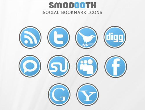 Smooooth Social Bookmark icons Smooooth Social Bookmark icons,icon,bleur,blanc