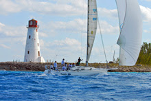 J/120 sailing Miami Nassau Cup Race- sailing past Nassau Light