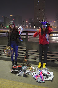 two young women selling Halloween items in Changsha, China