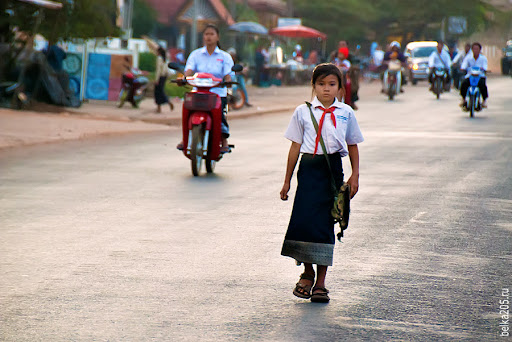 Laos,Pakse, motorcyclists