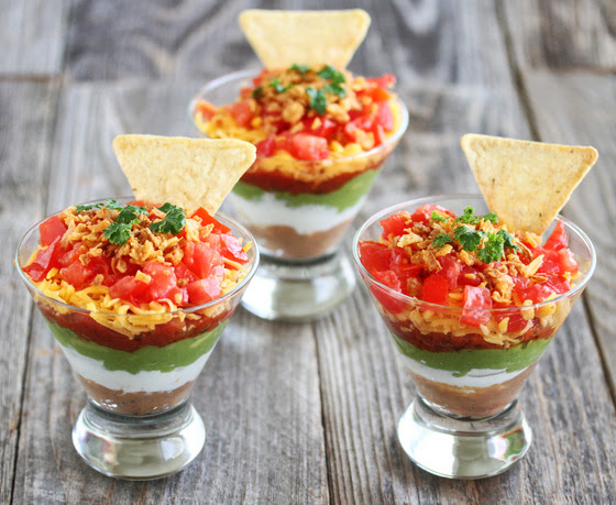 photo of three Individual Seven-Layer Dip Cups