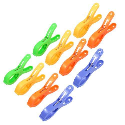 Amico 10 Pcs Multicolor Pliers Shape Metal Plastic Hanging Clothes Clips