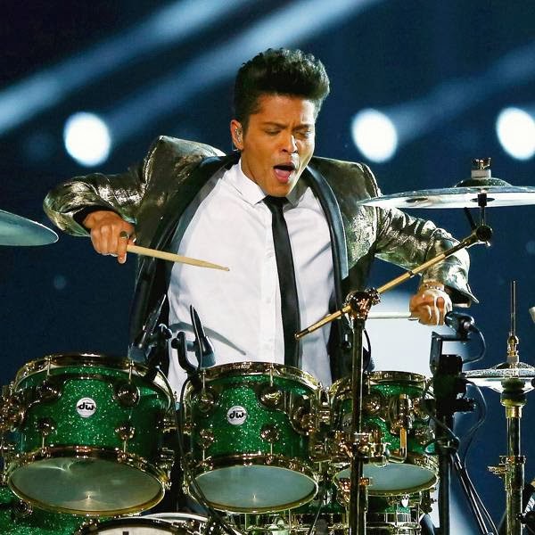 Bruno Mars performs during the Pepsi Super Bowl XLVIII Halftime Show at MetLife Stadium on February 2, 2014 in East Rutherford, New Jersey.