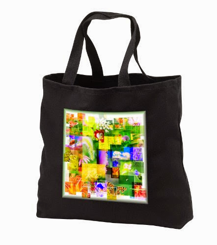  Butterfly Photo Collage - Black Tote Bag 14w X 14h X 3d