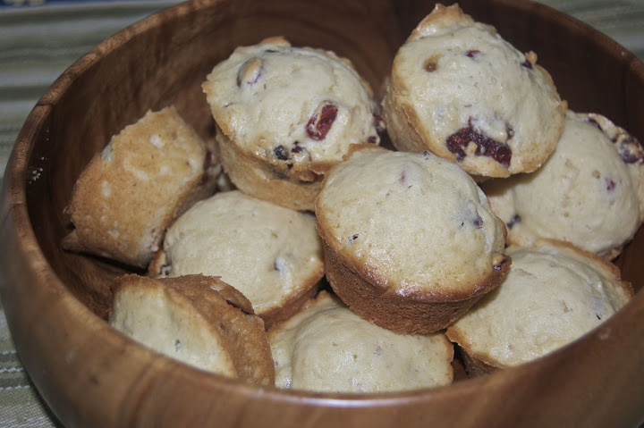 lemon cranberry cream cheese muffins in a bowl