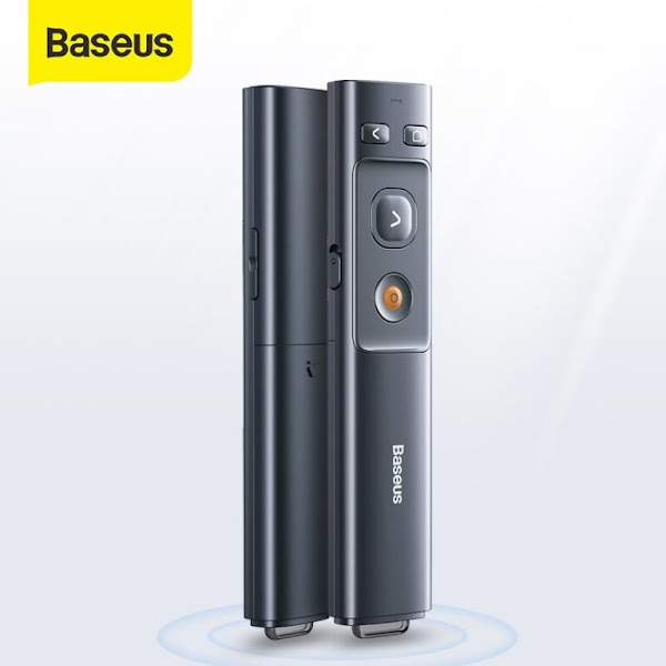 Bút Laser trình chiếu Baseus Orange Dot Wireless Presenter cho Laptop/ Macbook (100m. 2.4Ghz USB/Type C Receiver, Wireless Remote Control, Red Laser Pointer/ Presenter) 