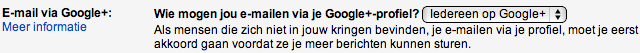 Gmail Google+ integratie: wie mag je mailen settings