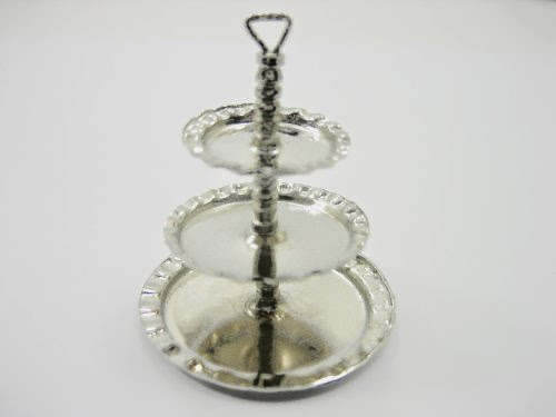 3 Tiers Cake/Bakery Silver Stand Dollhouse Miniatures Supply Food Deco 9400