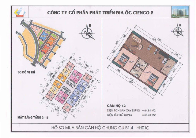 Mặt Bằng Căn hộ 12 chung cư b1.4 hh01c thanh hà Mặt Bằng Căn hộ 12 chung cư b1.4 hh01c thanh hà