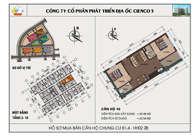 Mặt Bằng Căn Hộ 16 Chung Cư B1.4 HH02-2B Thanh Hà Mặt Bằng Căn Hộ 16 Chung Cư B1.4 HH02-2B Thanh Hà
