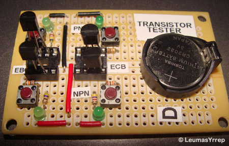 Transistor pin layout tester