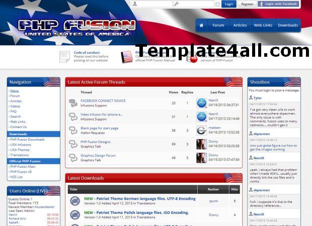 Free USA Community Php Fusion Theme Template
