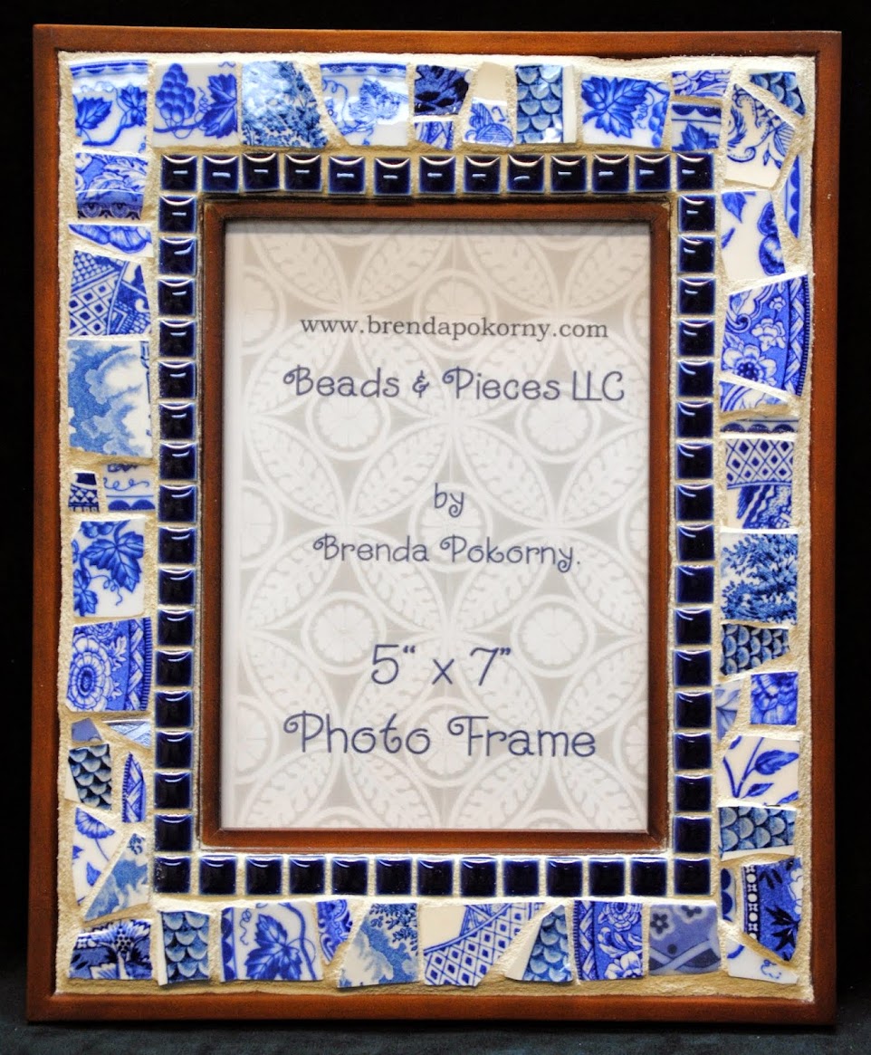 Blue & White Porcelain Mosaic Photo Frame MOF1417