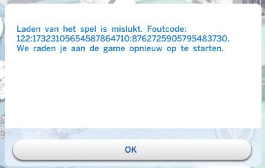 de sims 4 laden foutcode