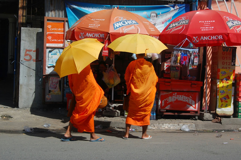 Buddhist monks at a shop