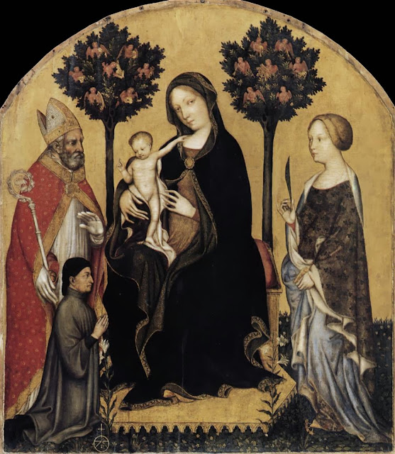  Gentile da Fabriano - Virgin and Child with Sts Nicholas and Cathrine