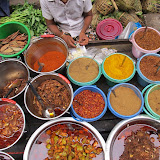 A riot of colour at a spice and pickle vendor's stand