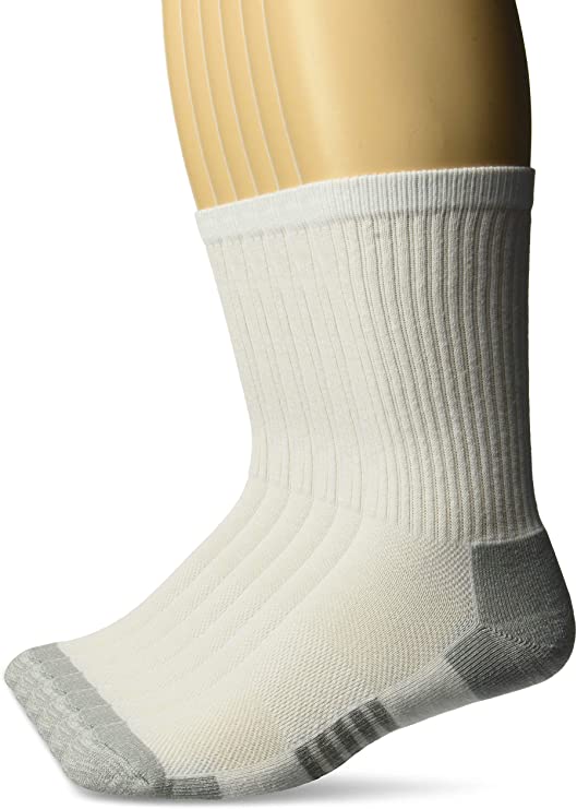 Amazon Essentials Men's 6-Pack Performance Cotton Cushioned Athletic Crew Socks