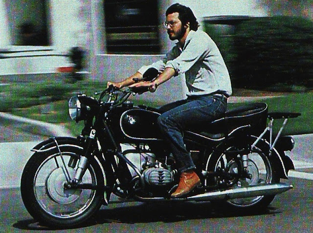 Steve Jobs in 1982 riding his 1966 R60/2 BMW Motorcycle