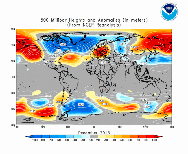 Informe climático de la Tierra. Diciembre de 2013, el tercero más cálido desde 1880