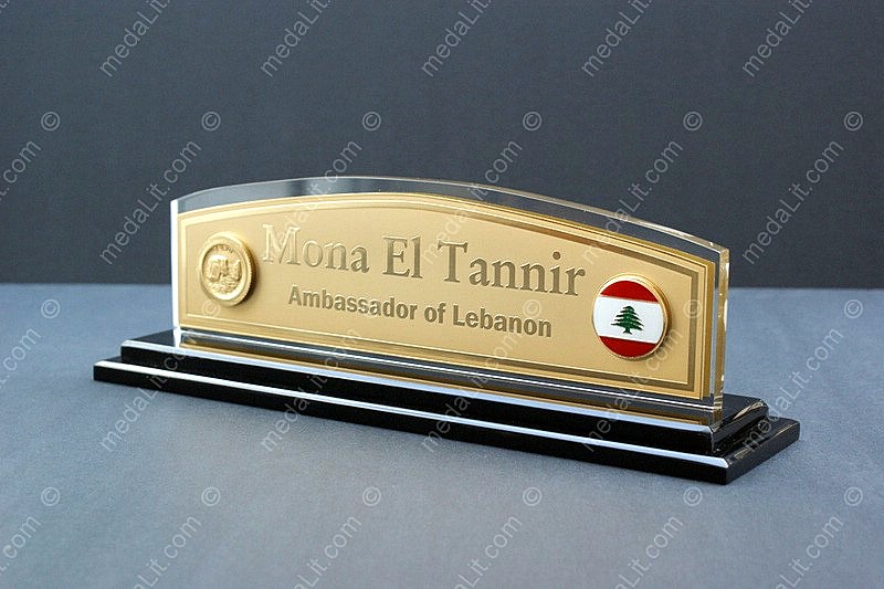 Gold-plated hilited nameplate