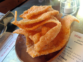 the bent brick, starter of smoked salmon chips, appetizer, tavern, drinking snacks