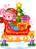 GIF coreano estilo navideño - Trineo con muchos regalos