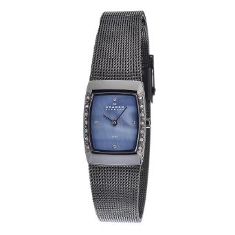 Skagen Women's 684XSMM Skagen Denmark Black Mother-Of-Pearl Square Stainless Steel Wo Watch