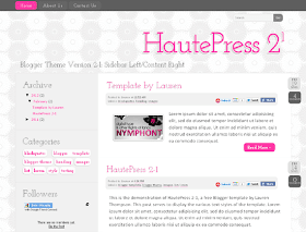 HautePress Version 2-1: Sidebar left/Content Right Orientation
