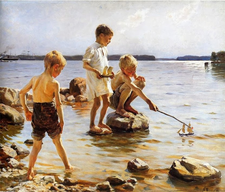 Albert Edelfelt - Boys playing in the water 
