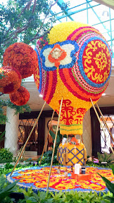 Gorgeous flowers inside the Conservatory Area, cultivated botanical gardens in the atrium of The Wynn make up this flowered hot air balloon