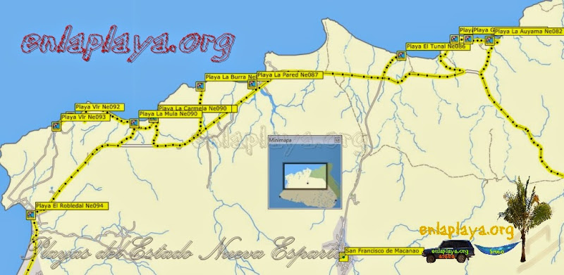 Mapa de Playas del sector Macanao