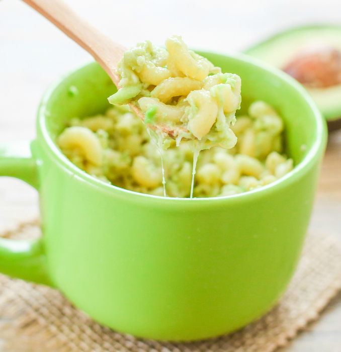 photo of a spoonful of Avocado Macaroni and Cheese