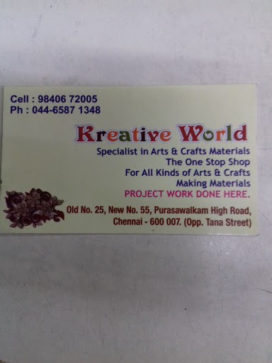 G M Arts And Crafts, 55, Purasawalkam High Rd, Purasaiwakkam, Chennai, Tamil Nadu 600084, India, Arts_and_Crafts_Shop, state TN
