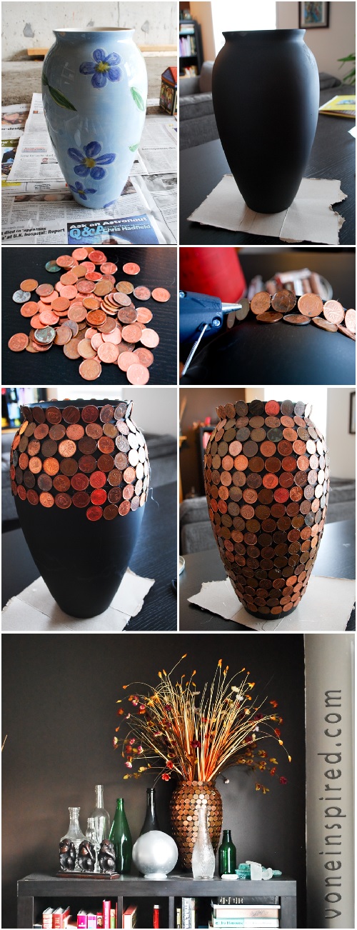 nova vida para moedas antigas - vaso decorado