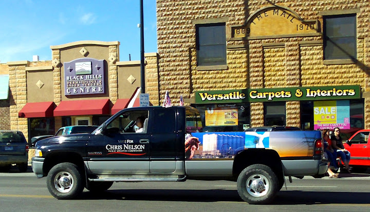 Chris Nelson for PUC campaign truck, Spearfish, SD, September 22, 2012
